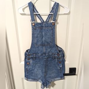 Madewell Denim Short Overalls Raw Hem Size XS